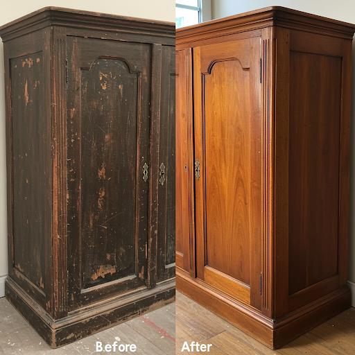 Alter Holzschrank vorher nachher