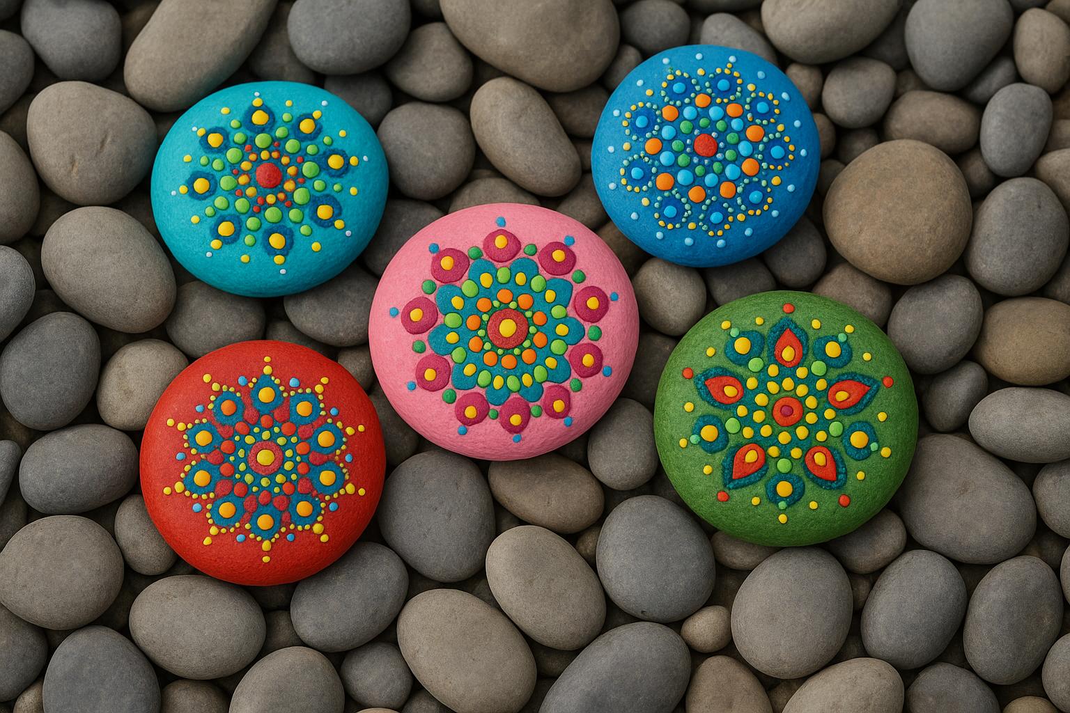 Einfache Mandala Muster auf Kindersteinen