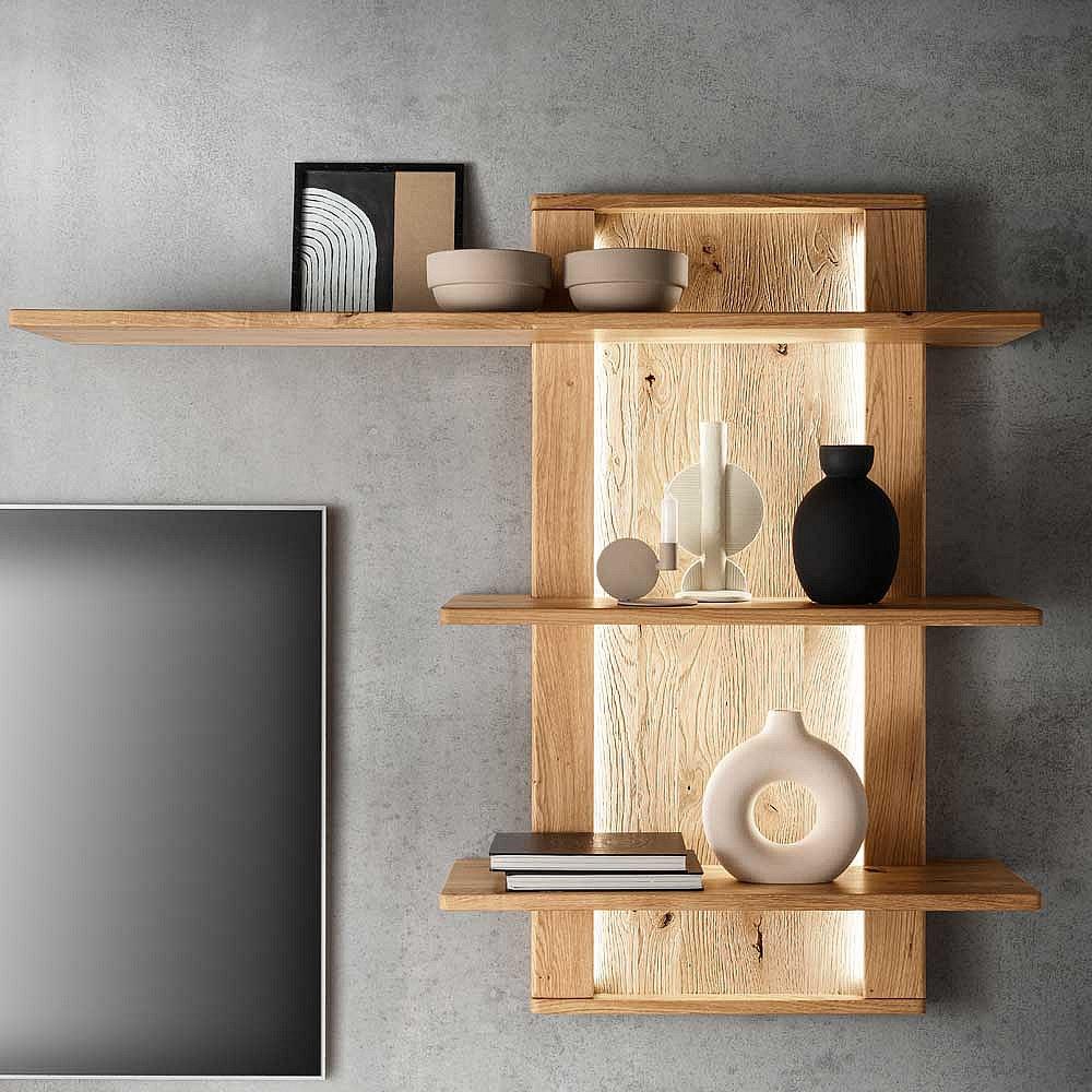 Holz Wandregal mit LED