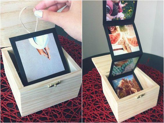 Erinnerungsbox mit Fotos dekoriert