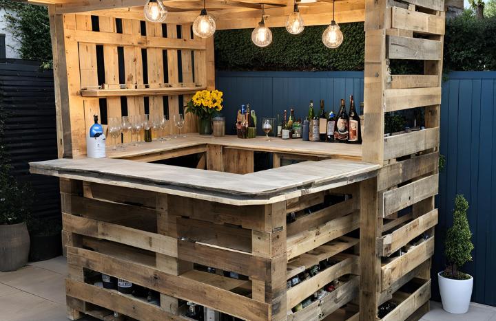 Gartenbar aus Paletten gebaut