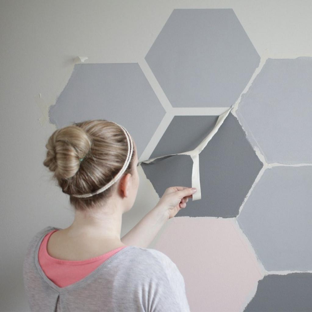 Hexagon Wandmuster mit Farbe