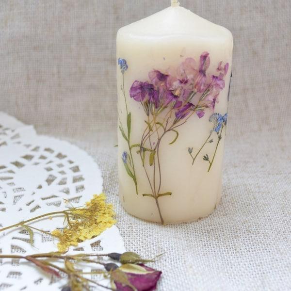 Vintage Kerze mit Blumen
