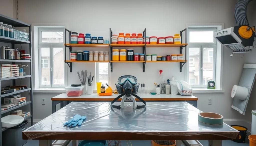 Sicherer Epoxidharz Arbeitsplatz