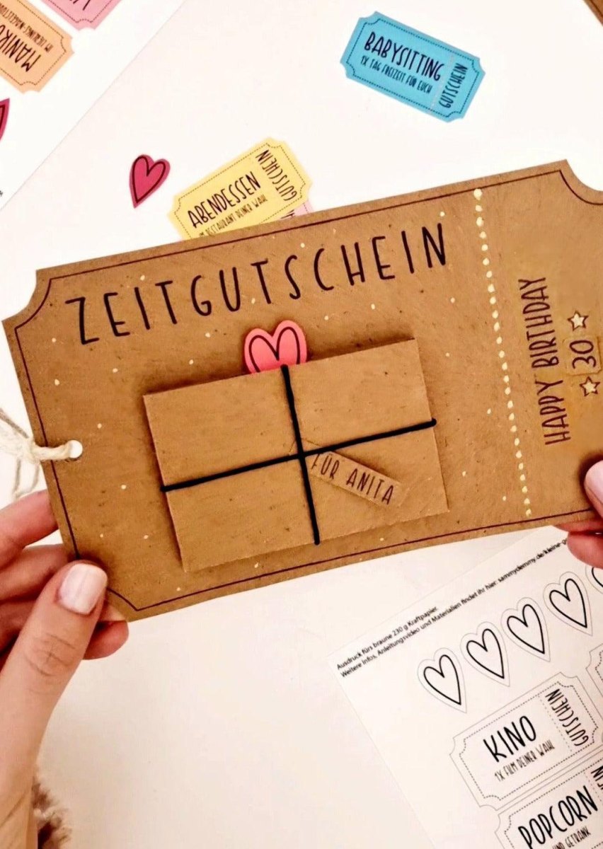 Selbstgemachte Gutscheinkarte Geburtstag