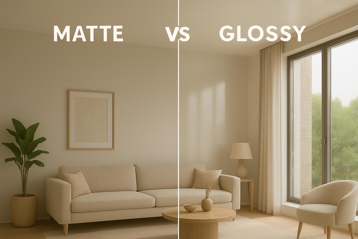 Matte und glänzende Wandfläche