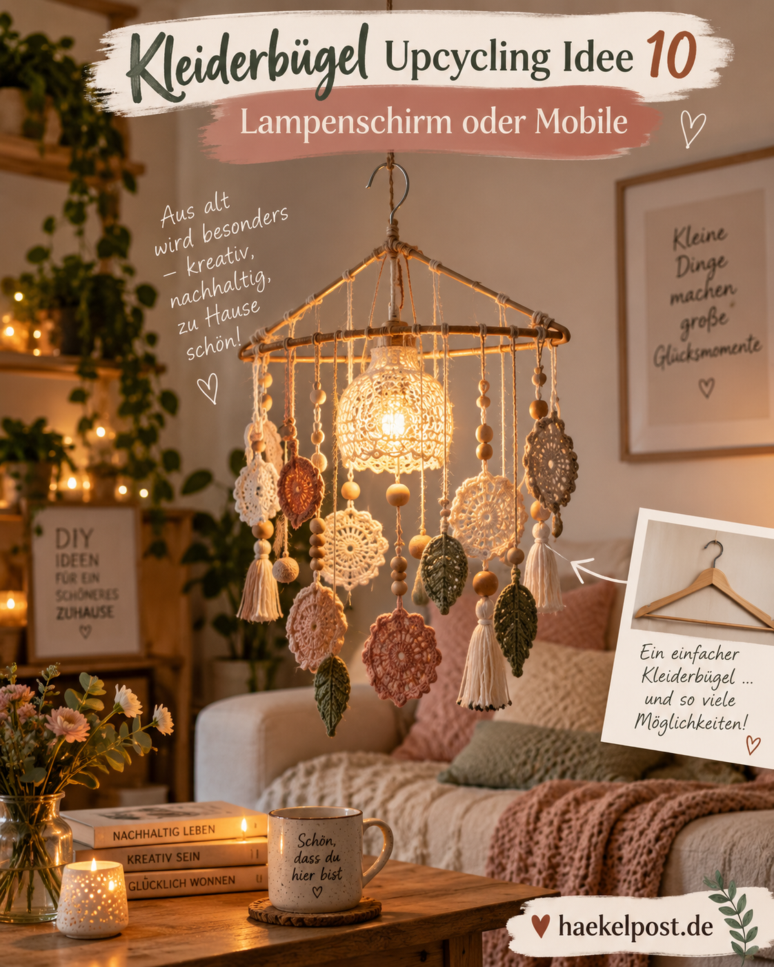 Fertige Upcycling Deko aus Kleiderbügeln