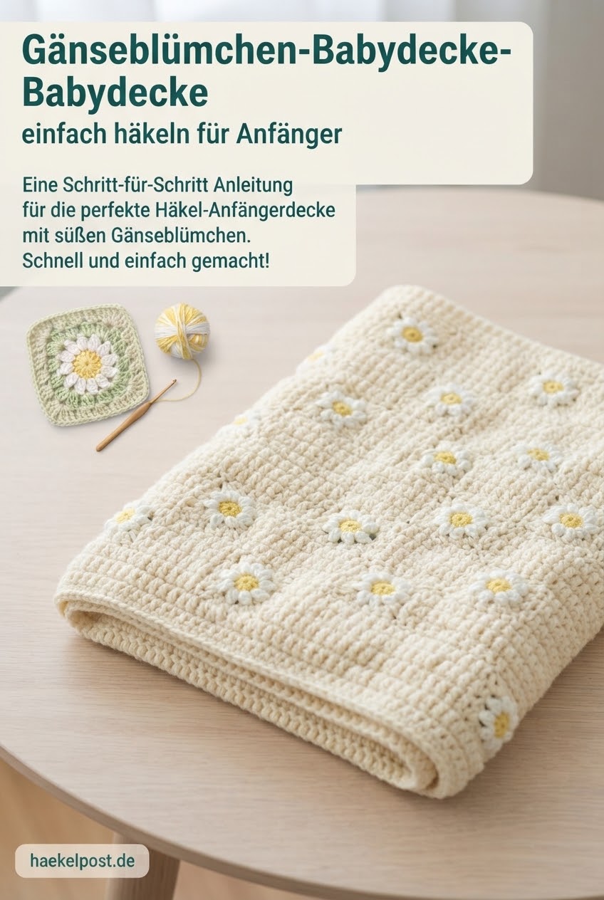 Gänseblümchen-Babydecke einfach häkeln für Anfänger