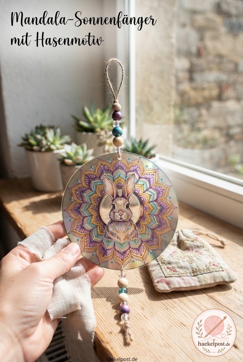 Mandala-Sonnenfänger mit Hasenmotiv