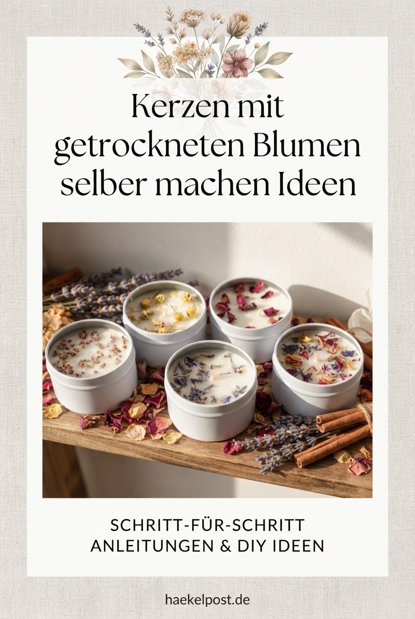 Kerzen mit getrockneten Blumen selber machen Ideen