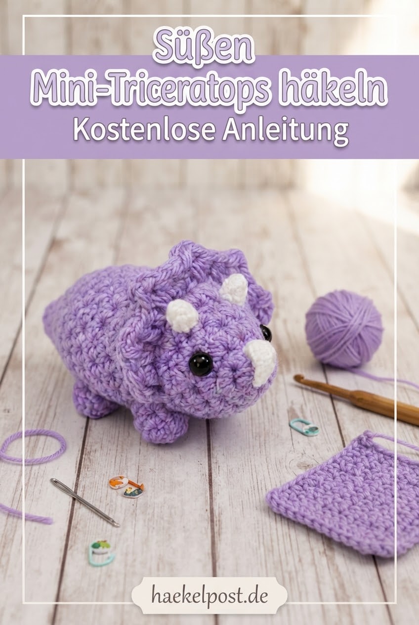 Süßen Mini-Triceratops häkeln Kostenlose Anleitung