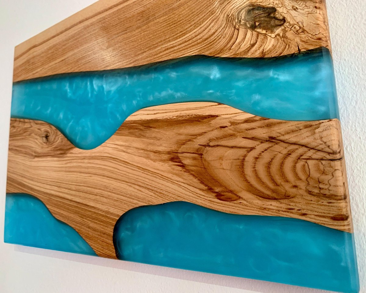 Holz Wanddeko mit Epoxidharz