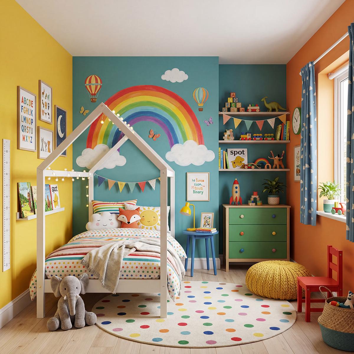 Buntes Kinderzimmer mit Wandfarbe